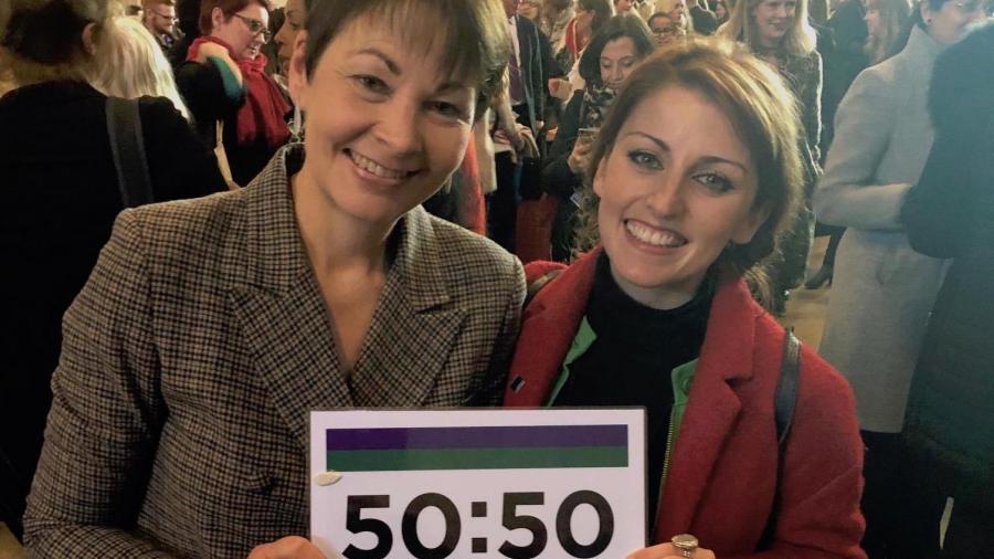 Caroline Lucas with Elaine Ortiz